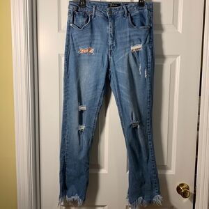 Black Label size 15/waist 33 factory distressed high waist denim jeans